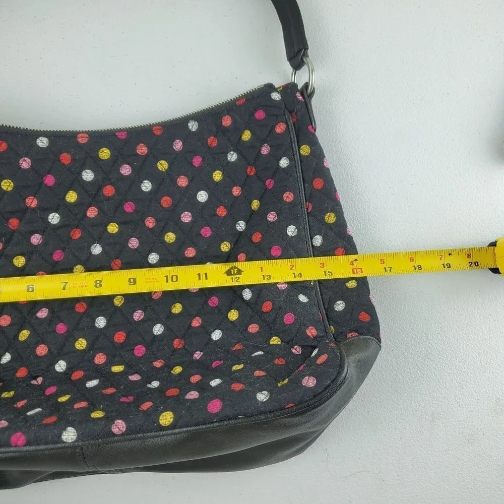Vera Bradley Vivian Hobo Bag Havana Dots 2 Outer Zip Pockets Black NWT